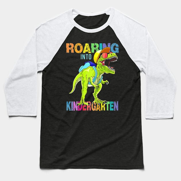 Family Roaring Into Kindergarten T-Rex Back To School Gift Premium Baseball T-Shirt by AstridLdenOs